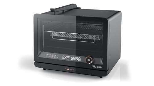 VAL CUCINA 7-in-1 Steam Convection Oven Countertop with Air Fry, Bake, Sous Vide, Ferment, Built-in Recipes | Anti-Scalding, Self Clean, Food-grade Stainless Steel Cavity & Accessories | 1500W