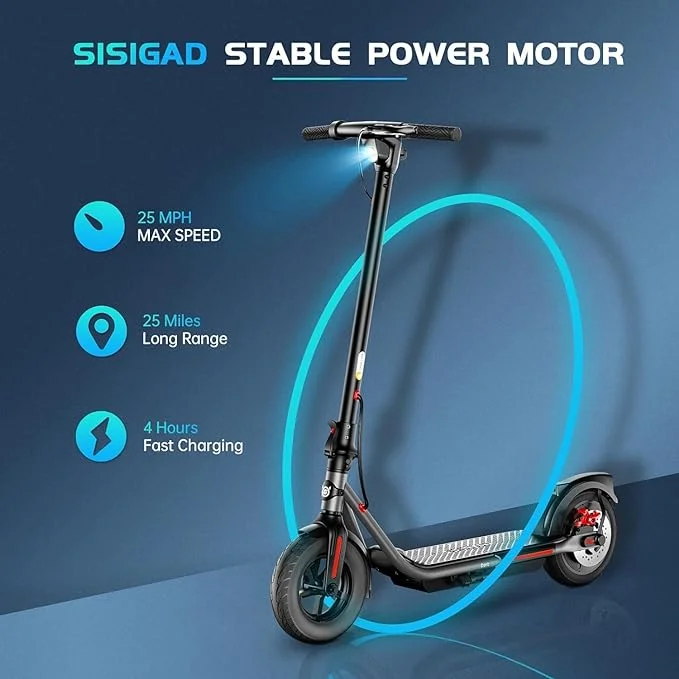 SISIGAD Electric Scooter for Adults Teens, B16 Dart 350W Folding Commute E-Scooter with Double Braking System, 10" Solid Tires, 23Mph Speed, 20 Miles Long Range
