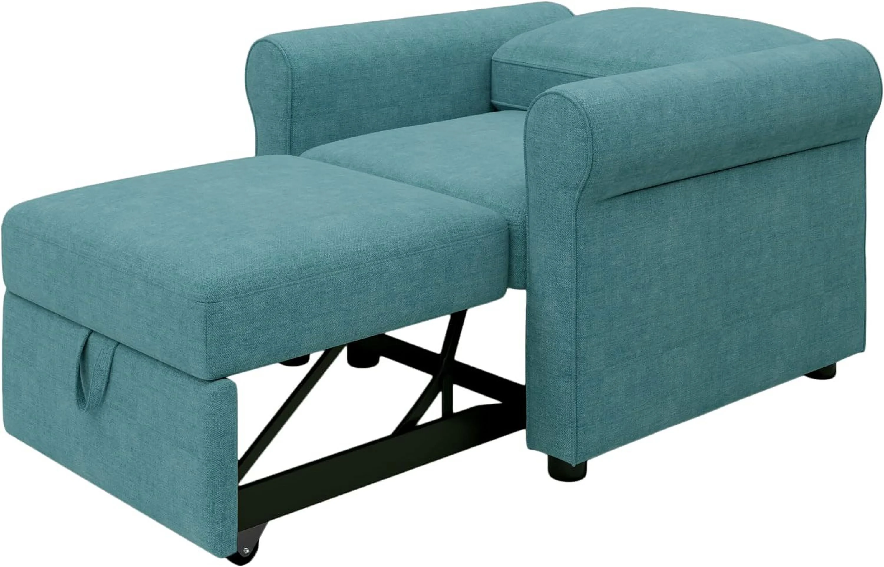 Sofa Bed Chair, Convertible Sleeper Chair Bed, Adjust Backrest Into A Sofa, Single Bed, Modern Chair Bed For Living Room Bedroom, Teal