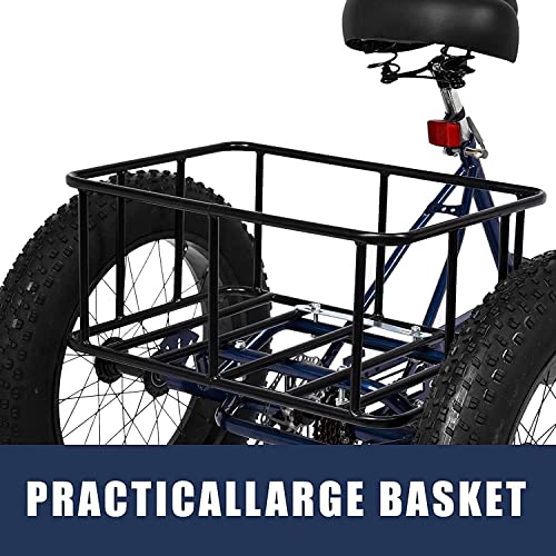 Adult Tricycles 7 Speed, Adult Trikes 20 inch 3 Wheel Bikes, Three-Wheeled Bicycles Cruise Trike with Shopping Basket for Seniors, Women, Men