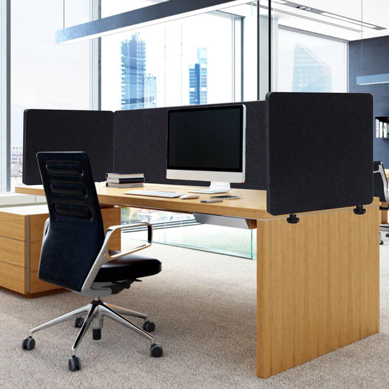 Stand Up Desk Privacy Panel, Clamp on Desk Divider for Office, Acoustic Desk Privacy Panel to Reduce Noise, Acoustic Partition, Office Desk Divider, Dark Gray, 59"L x 24"W, 24"L x 24"W