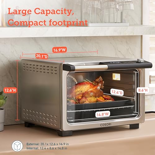 COSORI 13-In-1 26-Quart Ceramic Toaster Oven Air Fryer Ceramic Dropdown Door countertop oven