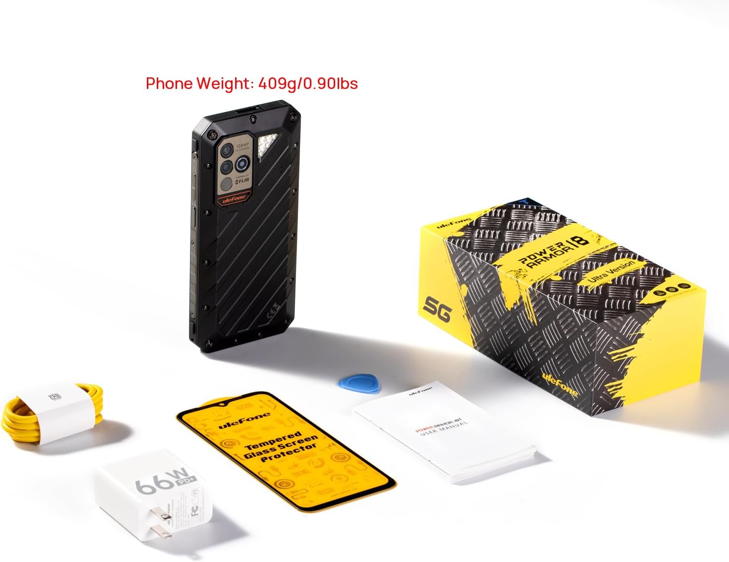 Ulefone Power Armor 18T Ultra 5G Rugged Phones, Thermal Image Camera, 24GB(12+12)+512GB MTK Dimensity 7050, 108MP Camera, 9600mAh, Android 13, uSmart Connector, Wireless Charge Unlocked Phone