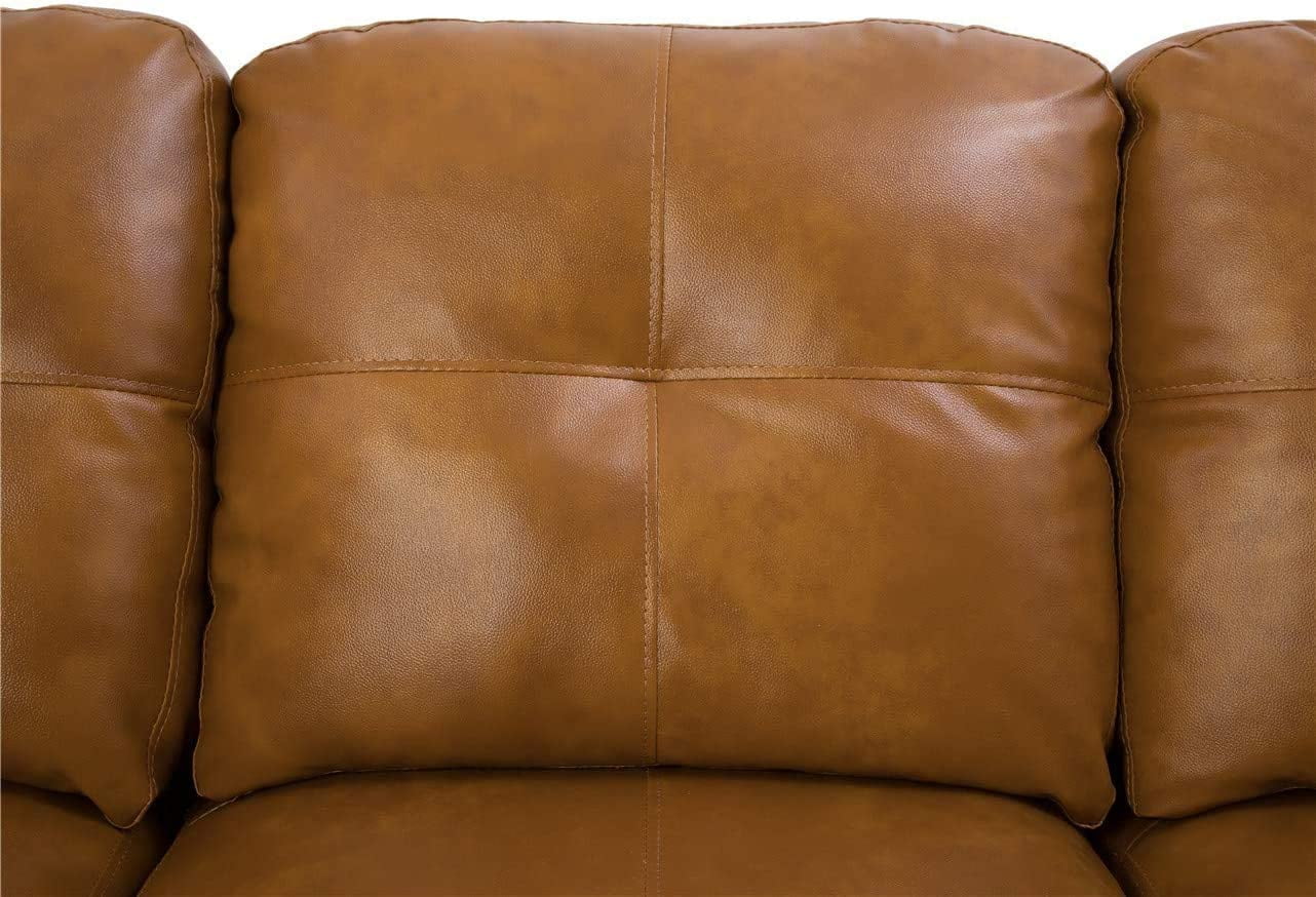 PonLiving Furniture Caramel 103.5'' Sectional Sofa with Storage Ottoman, Right & Left Hand Facing, Leather Upholstered