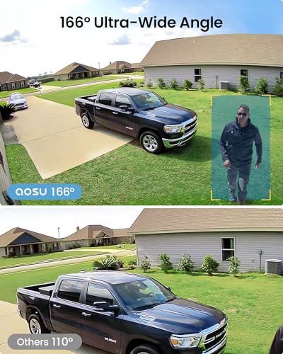 AOSU Security Cameras Wireless Outdoor, 5MP Ultra HD Wireless Security Camera System, 2 camera kit with 166° Wide Angle, 240-Day Battery Life,Spotlight Camera, 32G Local Storage, No Monthly Fee