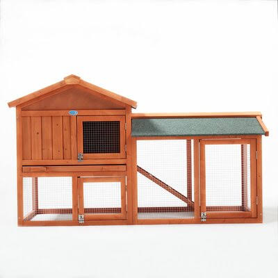 coziwow 2 Story Outdoor Wooden Chicken Coop Rabbit Hutch House Small Pet Poultry Cage-Orange