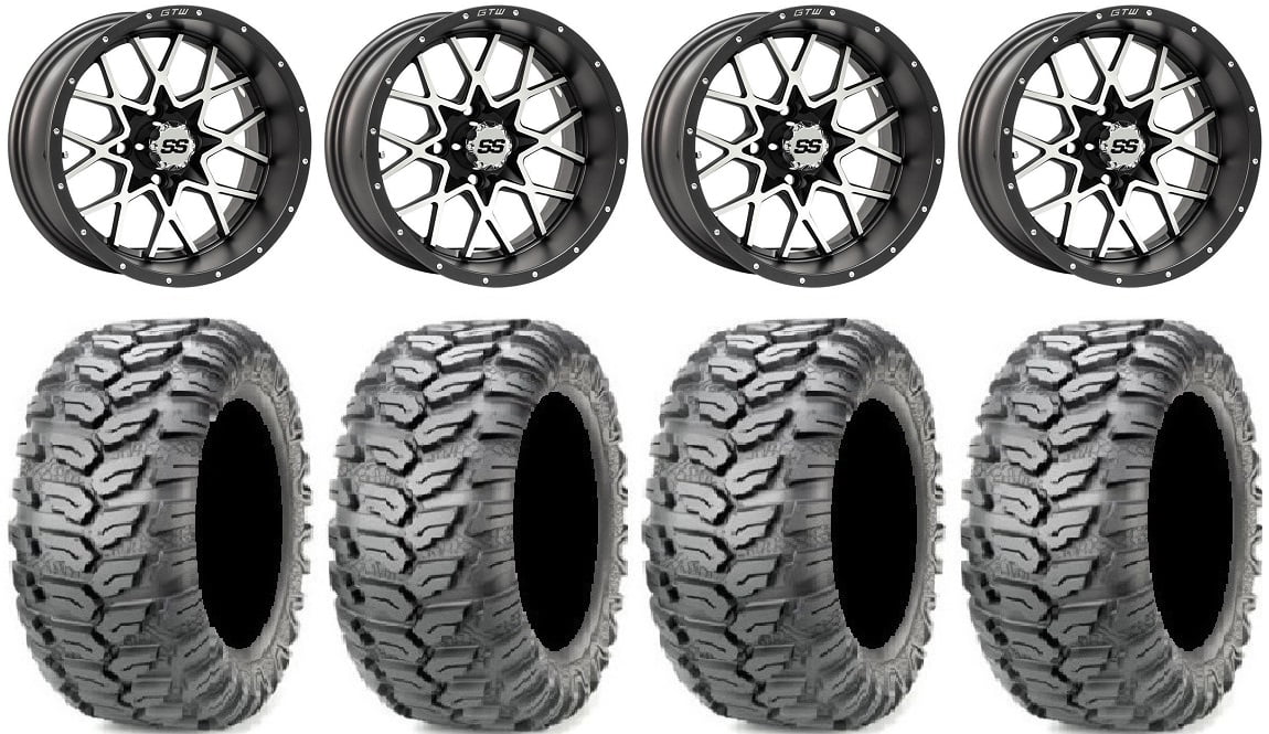 GTW Vortex 2 12" Golf Cart Wheels Gray 23" Ceros Tires Yamaha - Curated Treasures Market