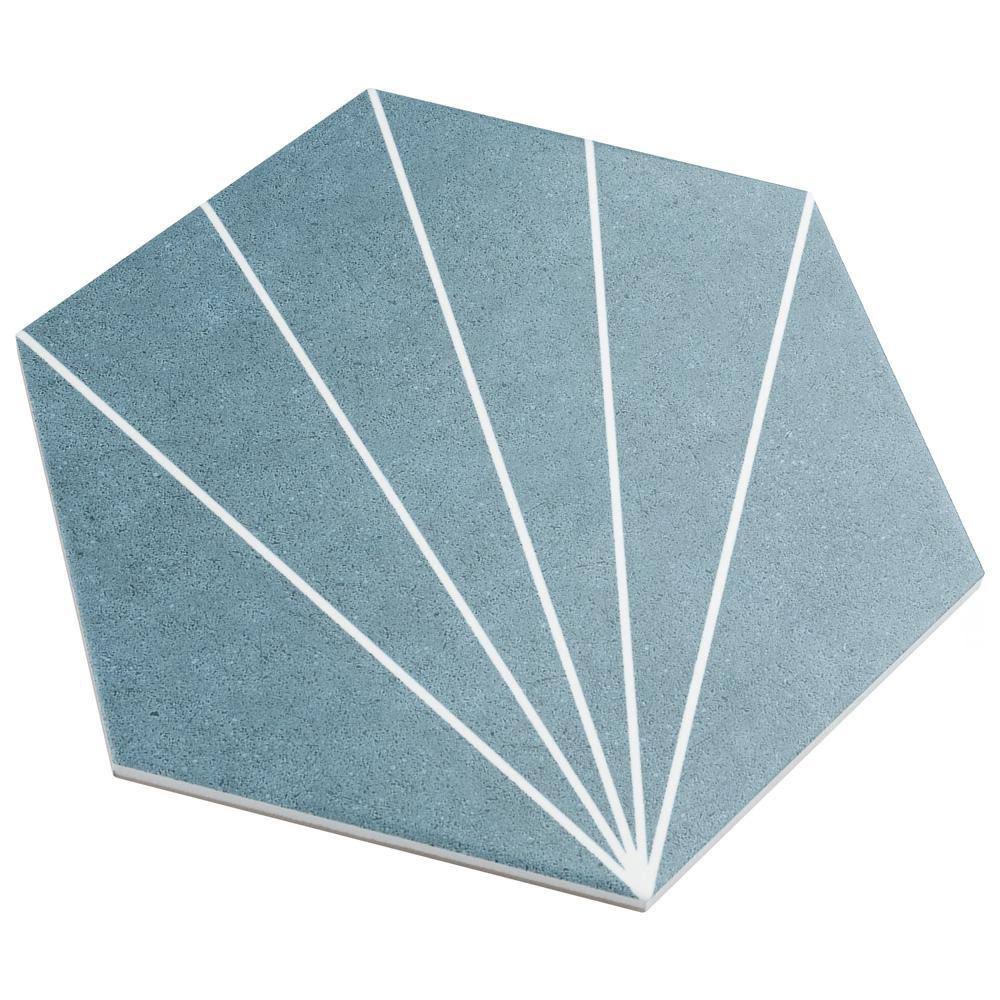 EliteTile Aster Hex Azul Encaustic 8-5/8 in. x 9-7/8 in. Porcelain Floor and Wall Tile (11.56 Sq. ft./Case)