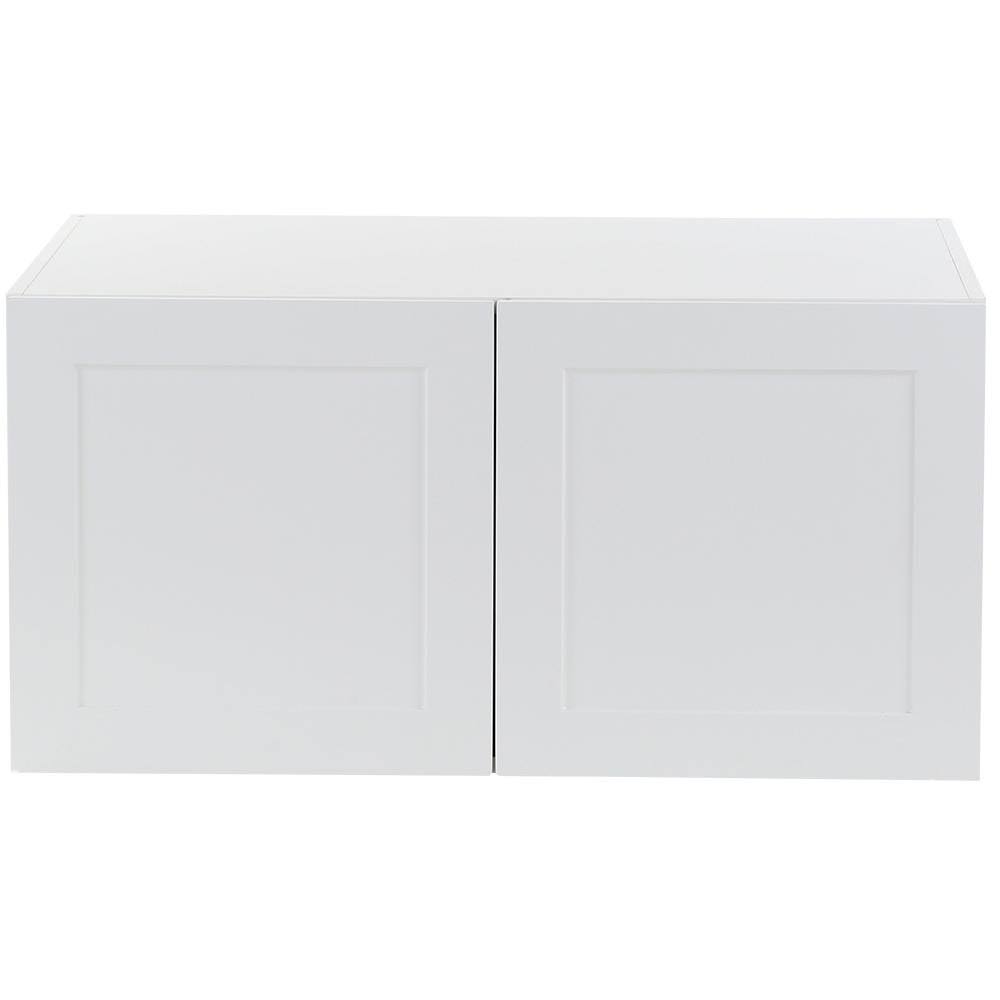 Hampton Bay Cambridge Shaker Assembled 36x18x24.5 in. Refrigerator Wall Cabinet with 2 Soft Close Doors in White