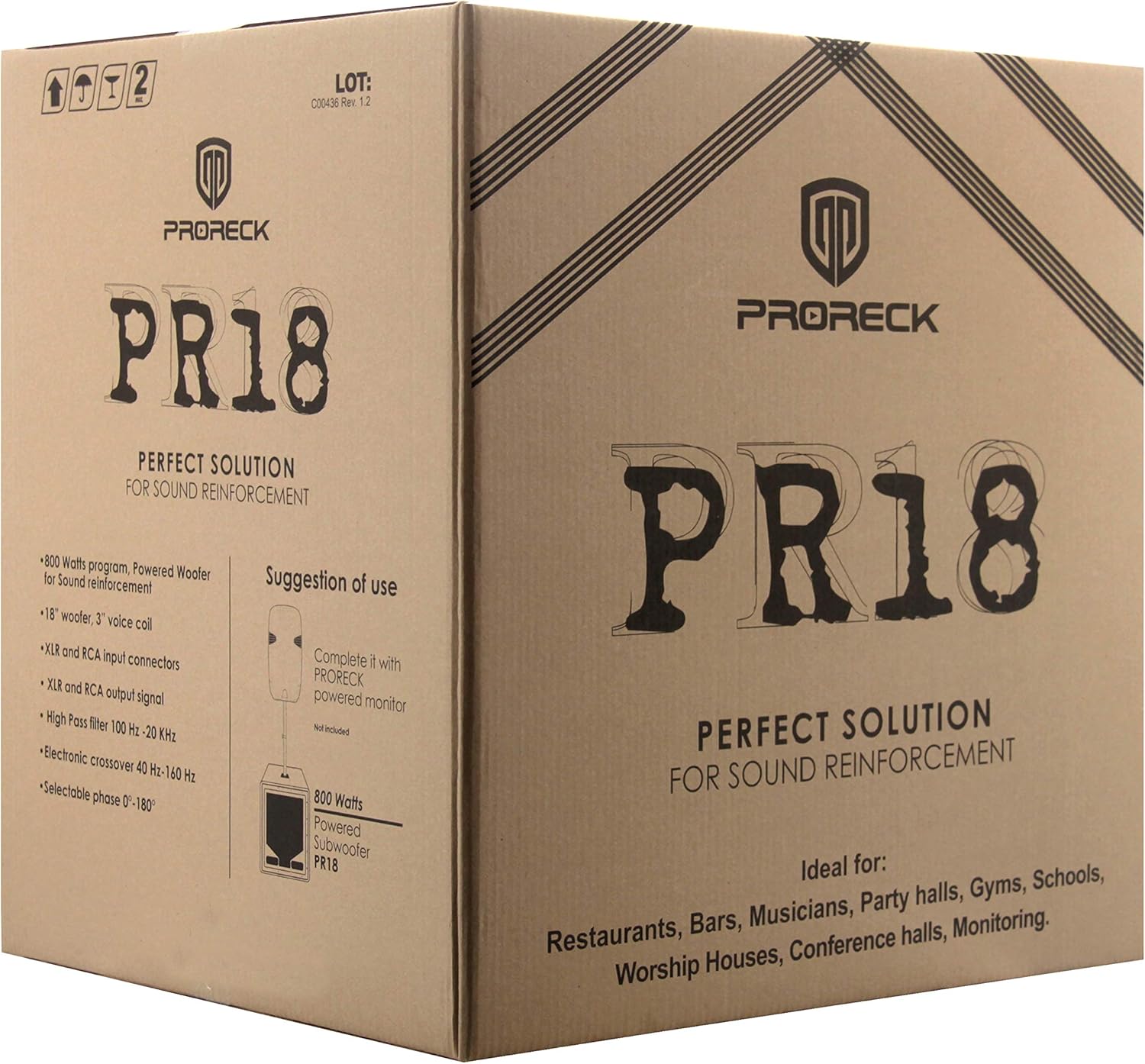 PRORECK PR18 18 inch 2000W P.M.P.O Active Powered PA DJ Subwoofer Cabinet (ONE subwoofer)