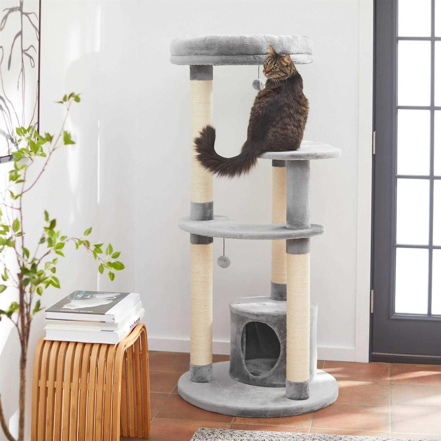Frisco 59.5-in Heavy Duty Faux Fur Cat Tree Condo - Pet Supplies online store