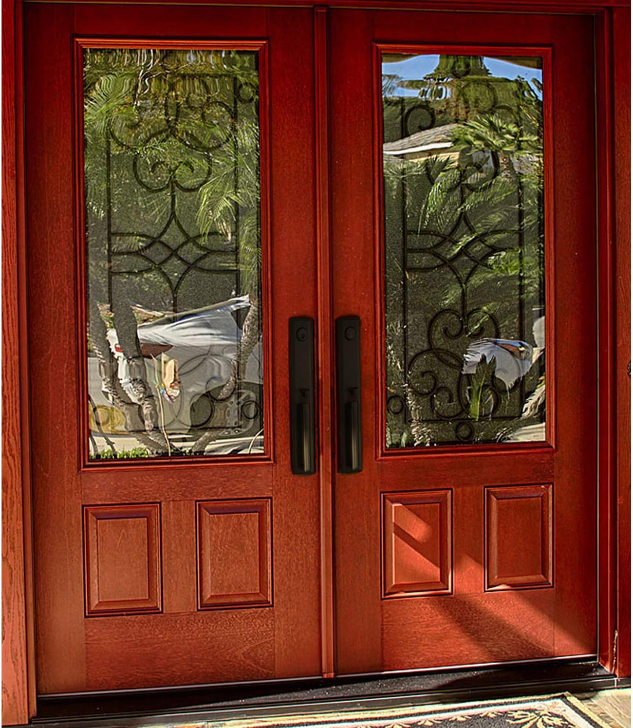 Double Door Handlset for Front Door in Aged Bronze Finish (Keyed Entry Handle and Dummy Hanlset Set)