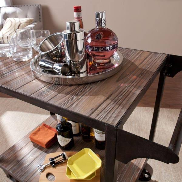 Carlisle Industrial Bar Cart in Aged Black with Aged Gray