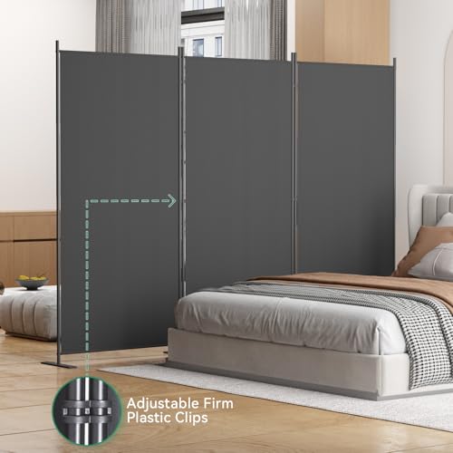 Helios&Hestia 8-Panel 6 ft Tall Indoor Folding Room Divider, Portable Privacy Screen, Freestanding Partition Separator, Temporary Wall Separation for Bedroom, Office, 160" W X 71" H, Dark Grey