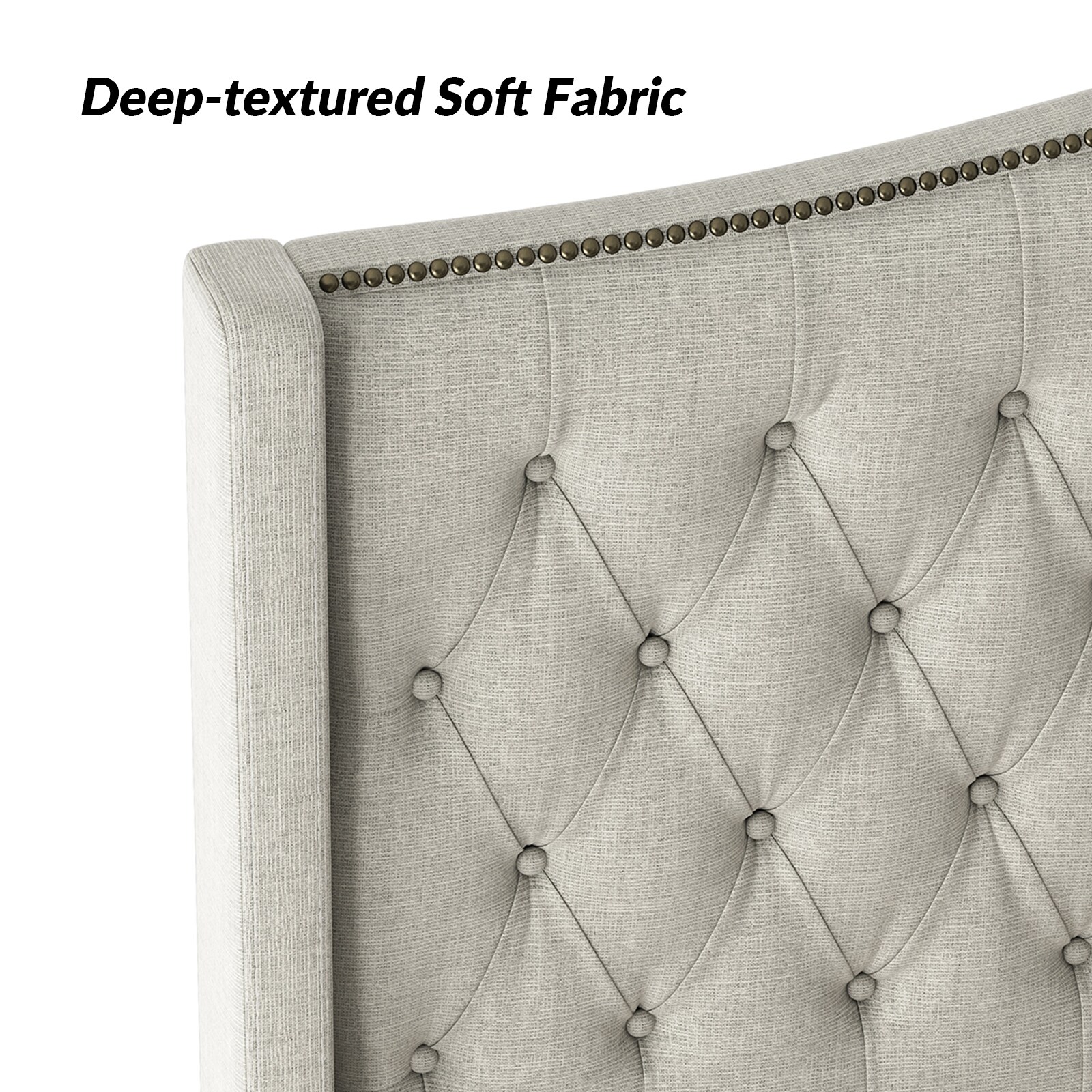 HULALA HOME Gerhard Tufted Upholstered Wingback Bed with Headboard and Footboard by  Grey - King