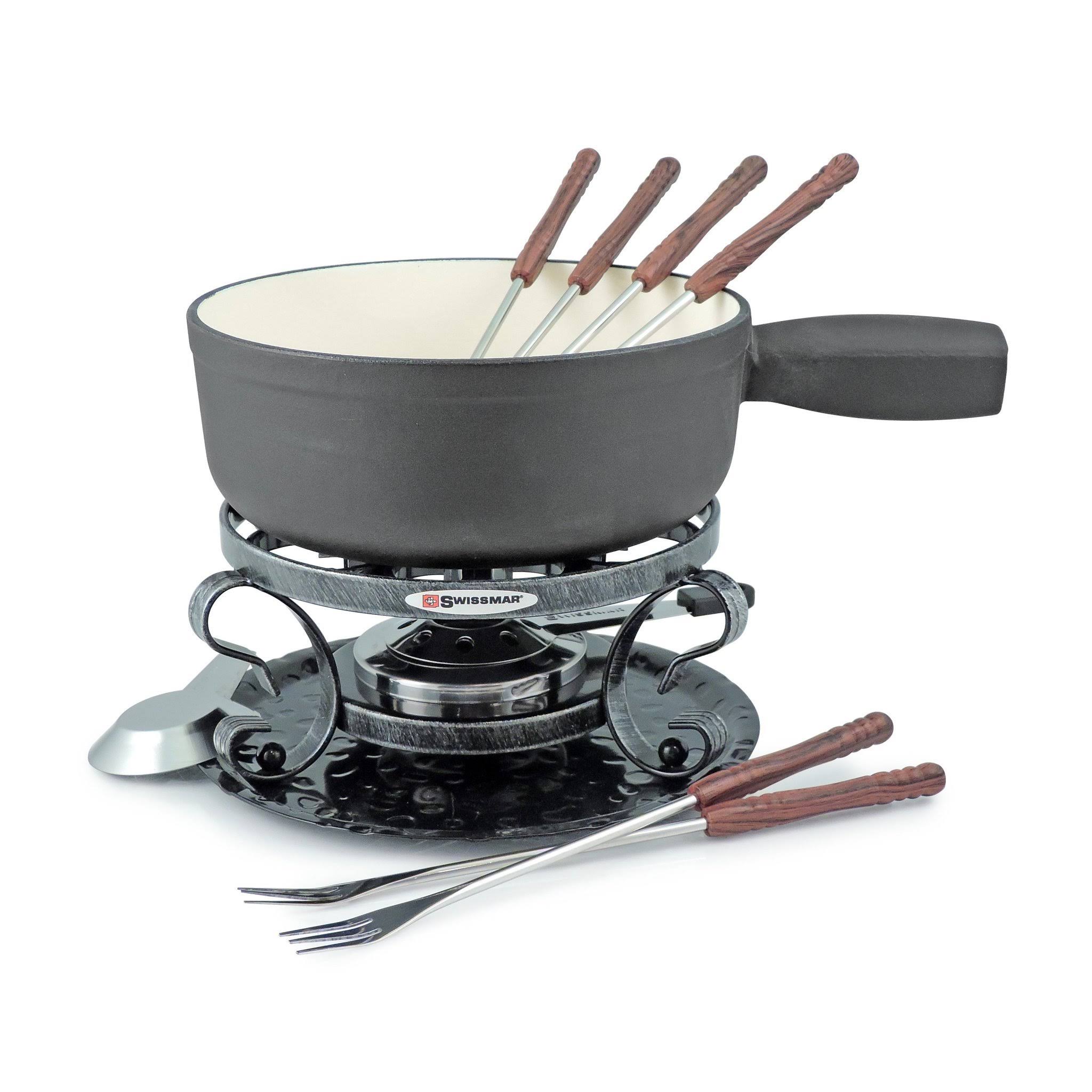 Swissmar Lugano 9 Piece Black Cheese Fondue Set