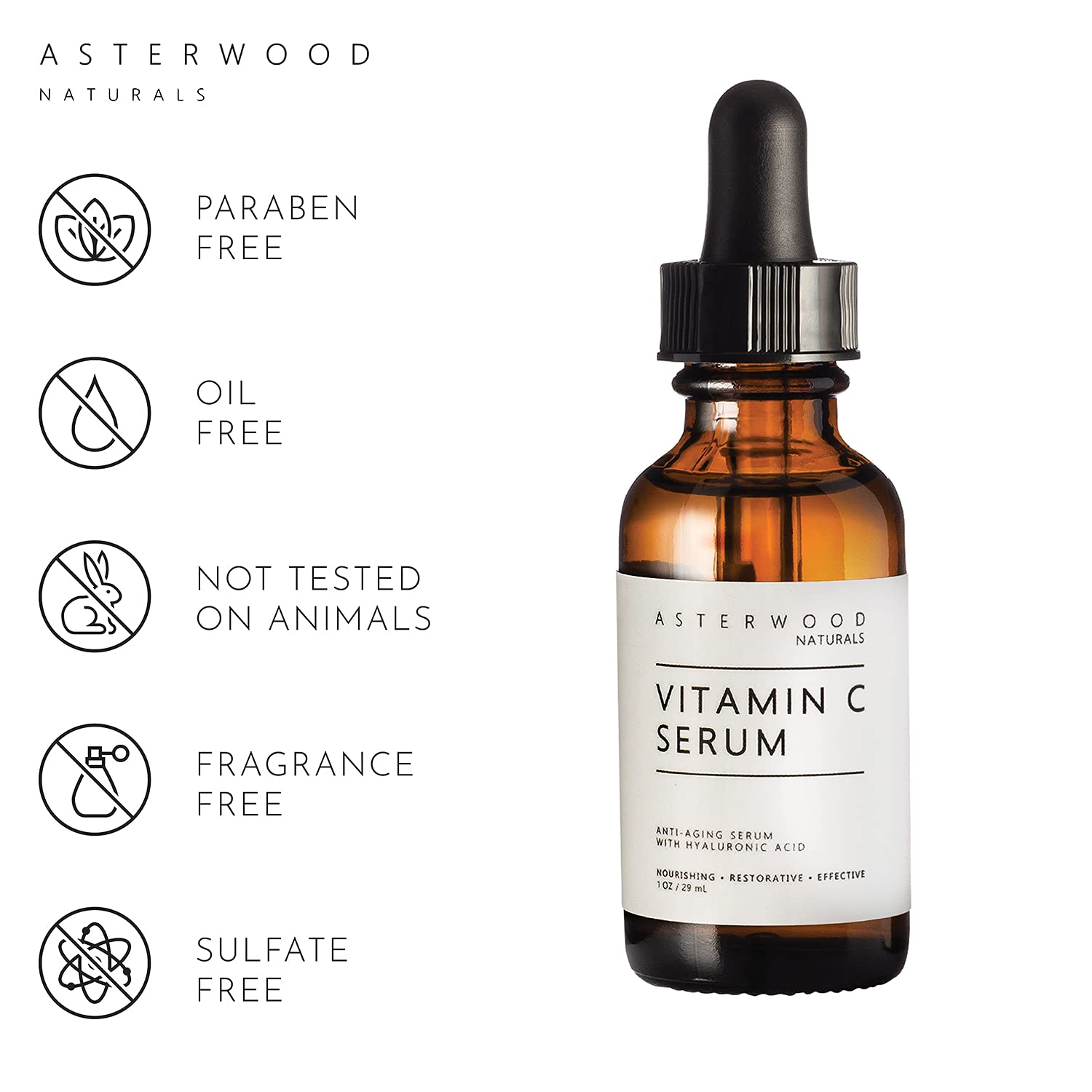 Asterwood Naturals Face Serum Vitamin C with Hyaluronic Acid, Anti Aging, Anti Wrinkle, Vitamin C Serum for Face Dark Spots, Eye Serum, Facial Skin Care Products, Classic Formula Pump Bottle (8 oz) Pack of 2