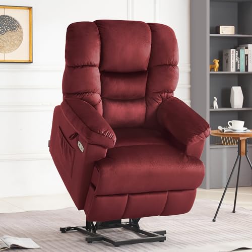 MCombo Triple Motor Power Lift Recliner Chair Sofa with Power Adjustable Headrest for Elderly People, Infinite Position, Fabric 7630 (Brown)