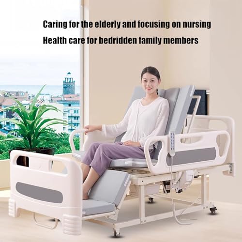Electric Nursing Bed, Fully Automatic Medical Lifting Bed for The Elderly at Home, with Breathable Mattress and Silent Motor (C)