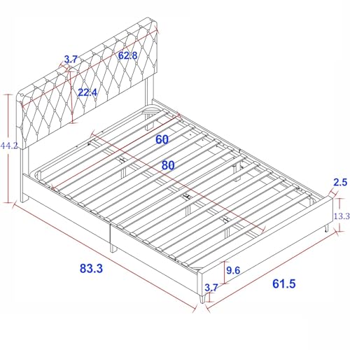 Queen Size Lift Up Bed Frame with Oversized Storage, Velvet Hydraulic Storage Platform Bed with Deep Button Tufted Adjustable Headboard for Bedroom, Grey