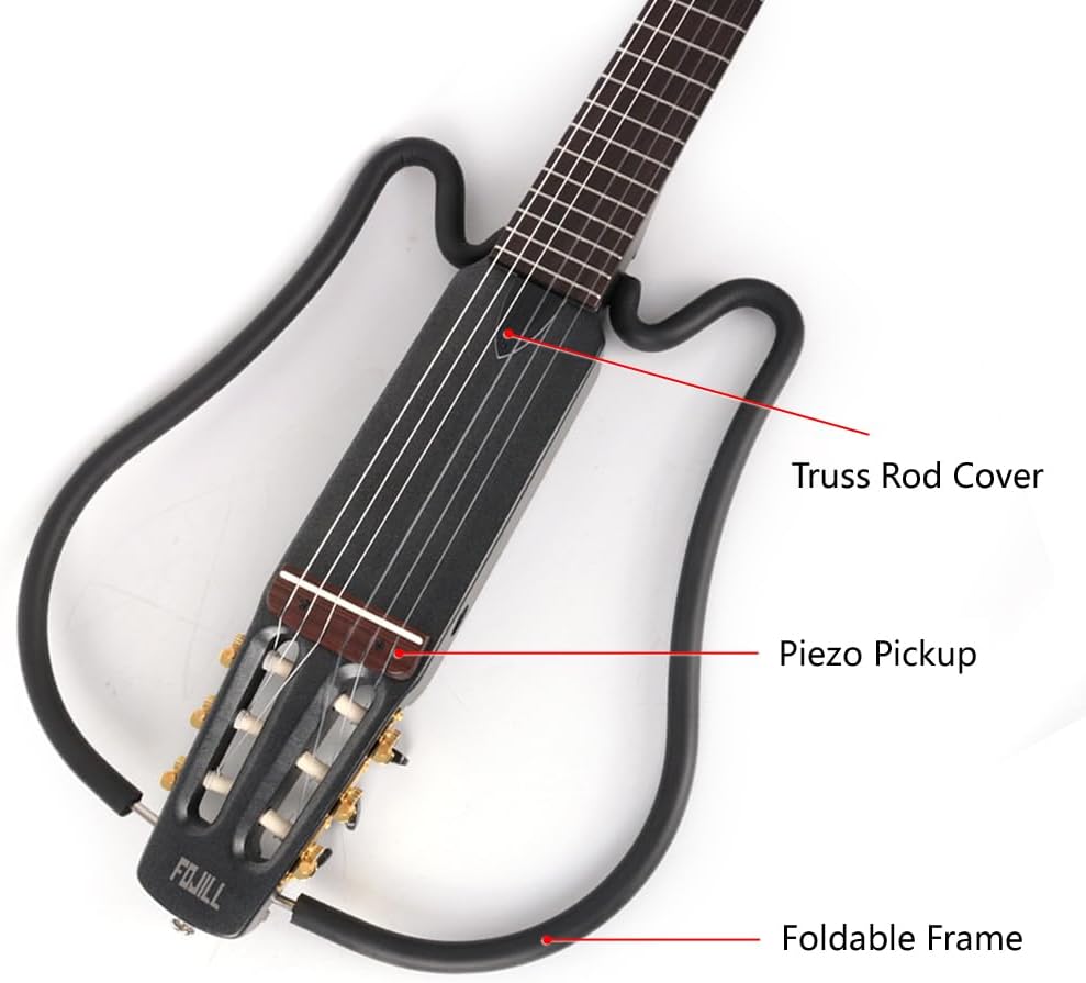 Electric Classical Guitar Classic Nylon String Headless Silent Portable Travel Built In Effect With Gig Bag