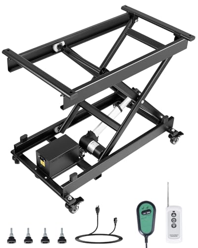 VEVOR Electric Lift Table, 330 lbs Capacity Single Scissor Lift Table, 8-28 in Height Adjustable Lifting Platform, Coffee Table Lift with 4 Wheels, for Material Handling and Transportation, Black