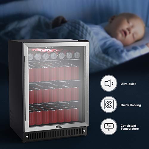 Galanz Beverage Refrigerator and Cooler - 130 Can Mini Fridge with Glass Door for Soda, Beer, or Wine - Small Drink Refrigerator for Office or Bar
