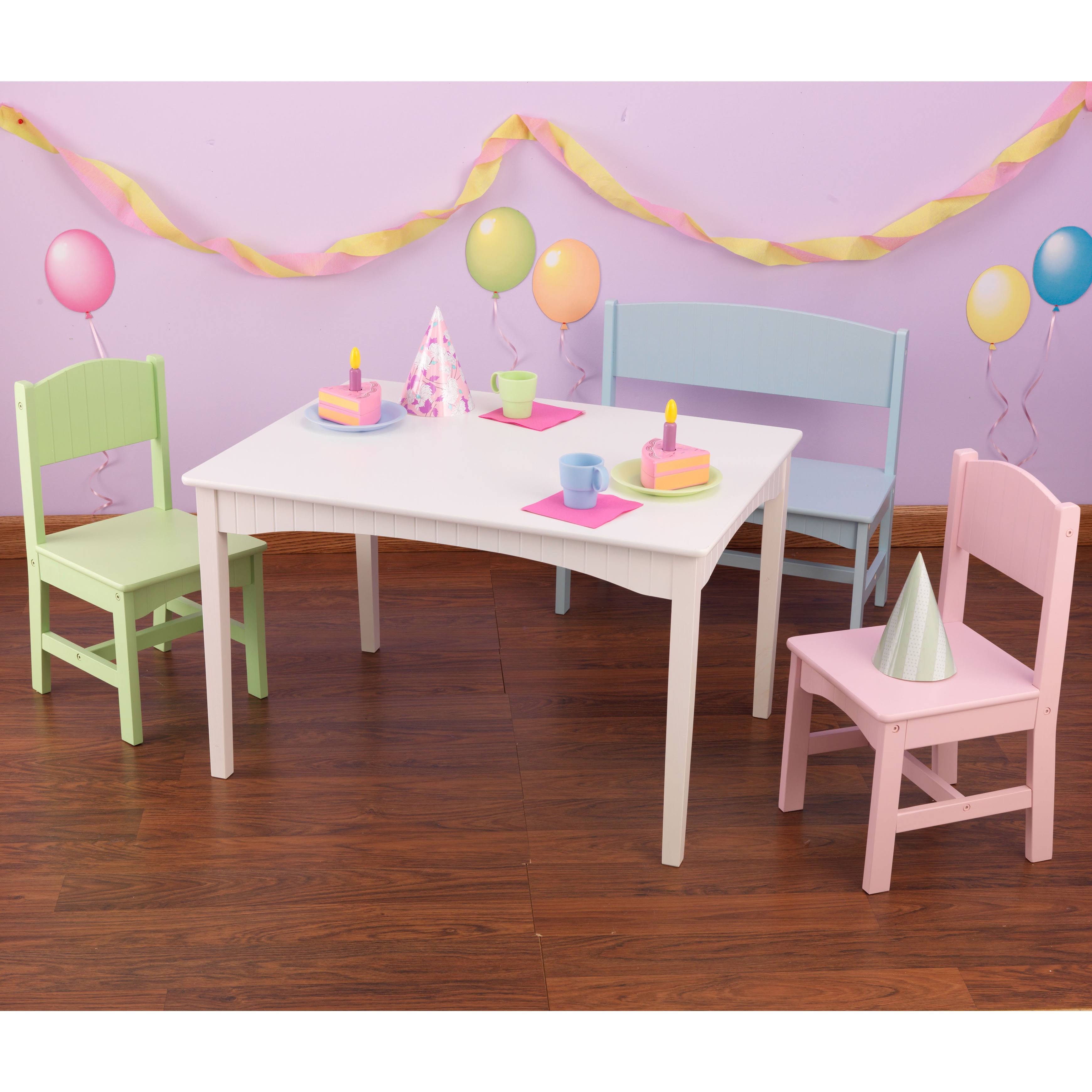 Kidkraft Nantucket Pastel Table with Bench and 2 Chairs