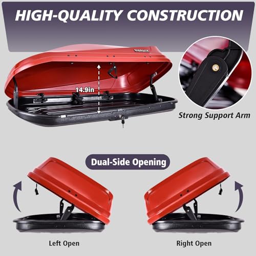 White Rooftop Cargo Box Carrier Large 21 Cubic Feet Car Top Mount Travel Luggage Storage,Dual Side Opening,Heavy Duty Waterproof Roof Storage Box Extra Keys,75.98" L x 31.5" W x 14.96" H