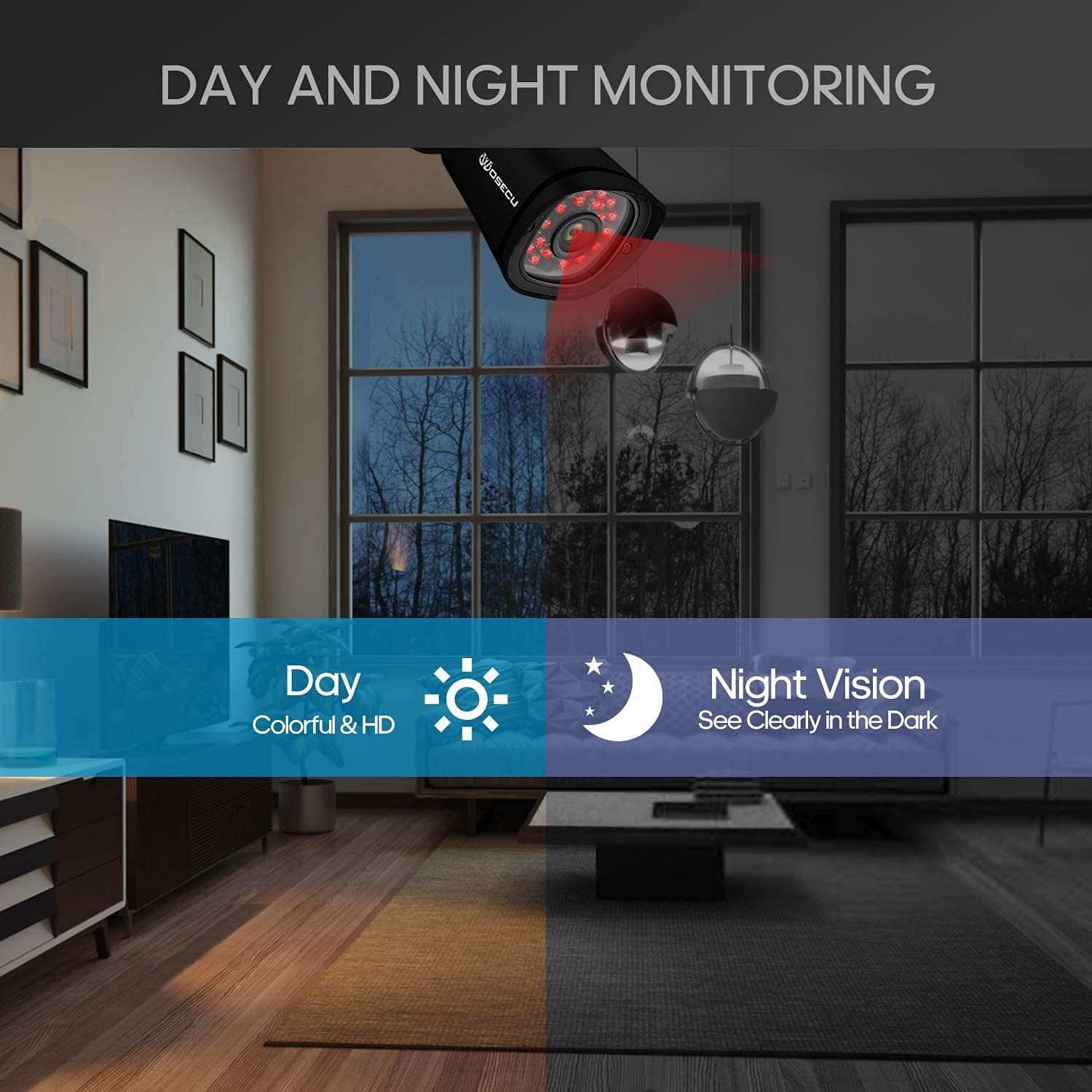 WOSECU 8CH Wireless Security Camera System, Home Security Outdoor 1TB Hard Drive Pre-Installed 4PCS 1080p Outdoor WiFi Surveillance Camera with Night Vision, Waterproof, Motion Alert, Remote Access
