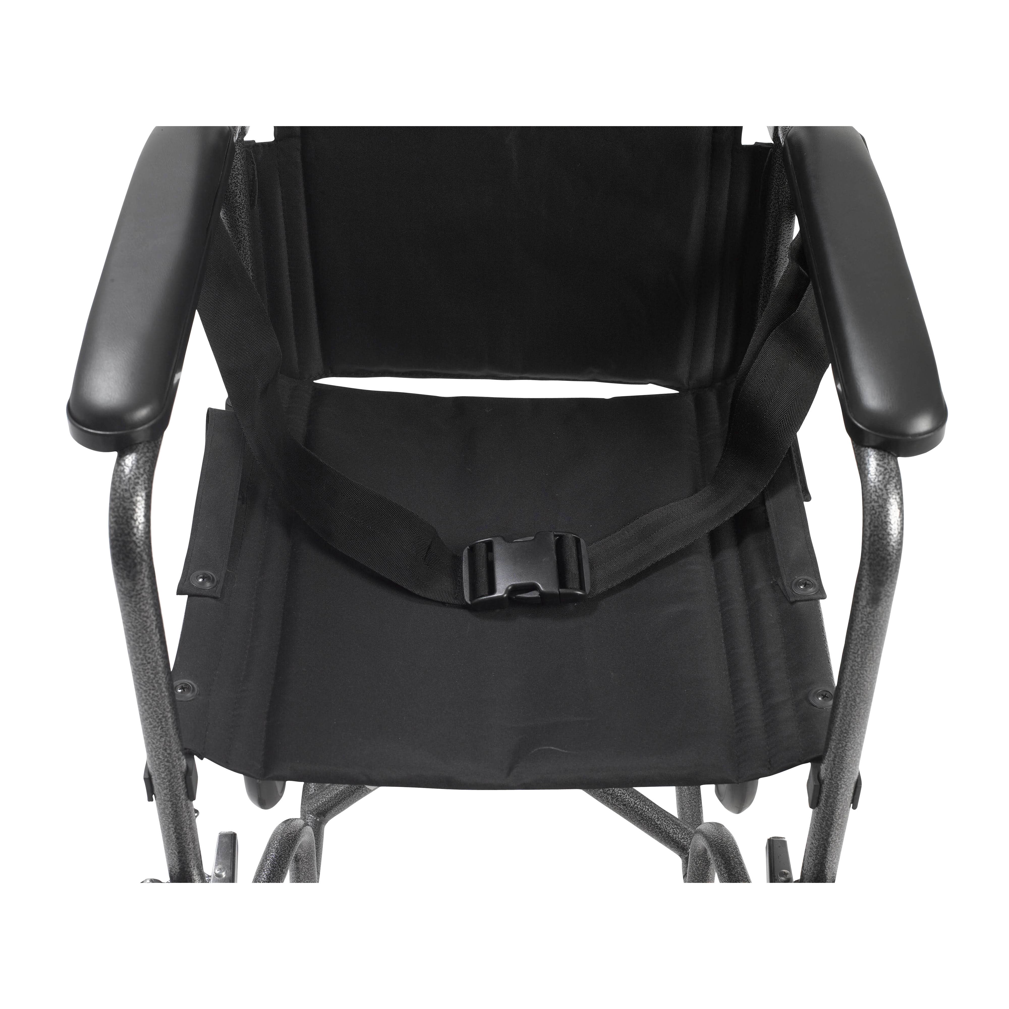 Drive Medical Lightweight Steel Transport Wheelchair Fixed Full Arms 19x22 Seat (TR39E-SV)