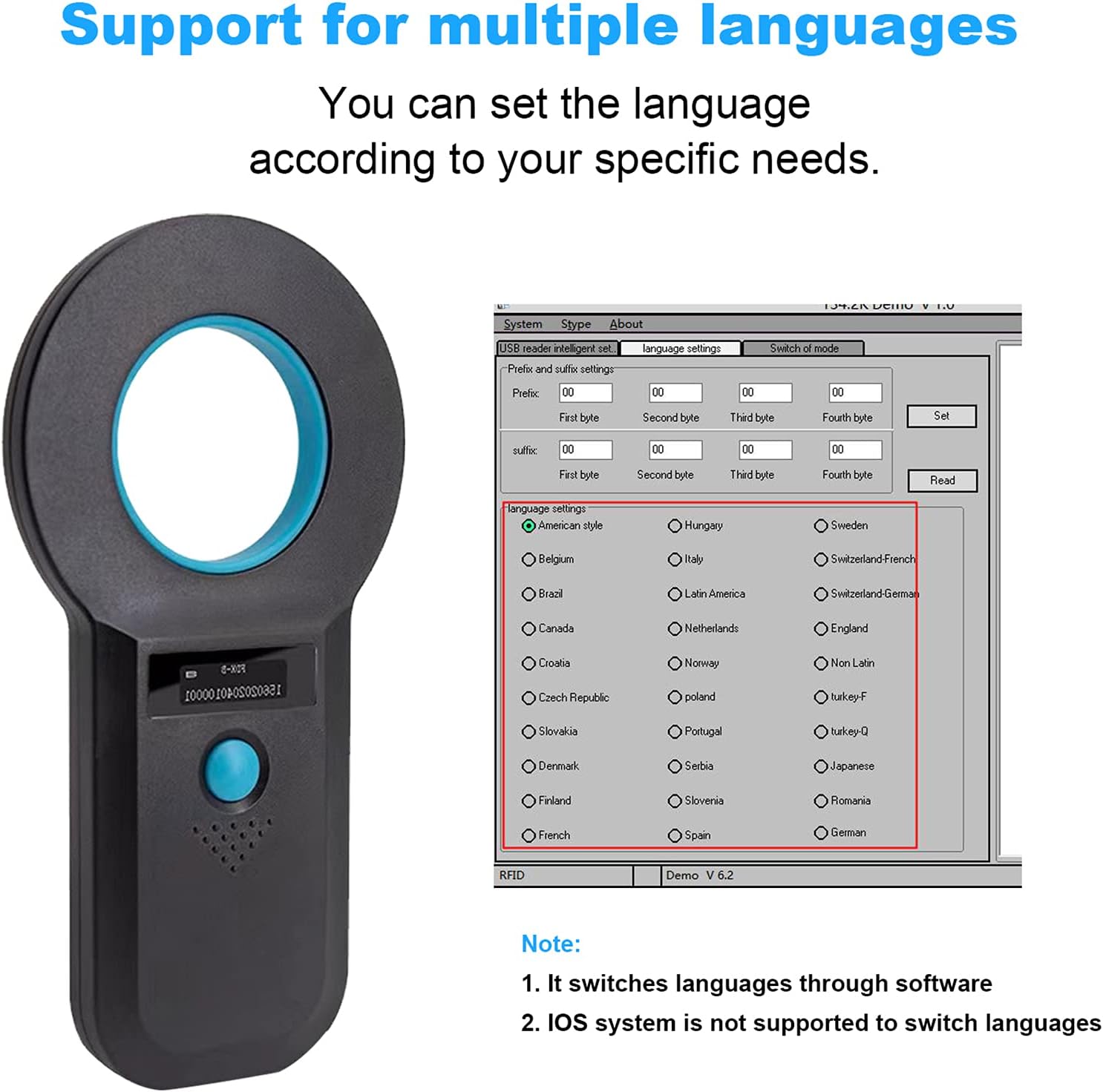 Pet Microchip Scanner, Animal Microchip Tag Reader Scanner,Three Ways to Connect,Recognize Quickly,Identify The Farther Distance