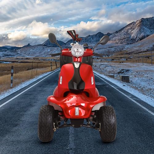 Mobility Scooters for Seniors & Adults, Heavy Duty 4-Wheel 3-Speed Medical Electric Golf Mobility Scooter Battery Powered with Rear Lock Box & Golf Cart Rack Adjustable Seat