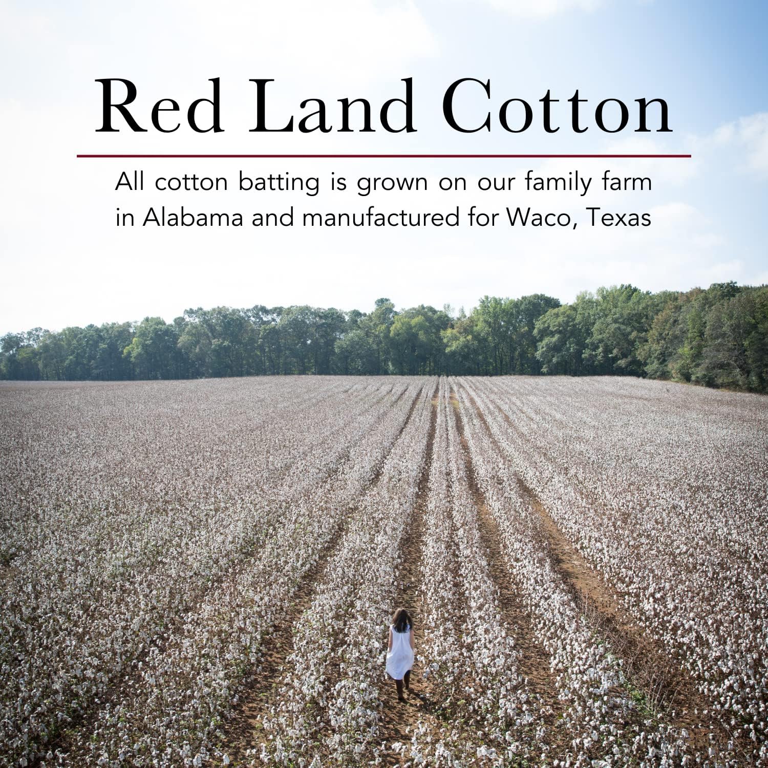 Red Land Cotton Classic Luxury Quilt | American Grown 100% Cotton Batting | Lightweight All Season USA Made Vintage Style Bedspread | Durable Oversized and Machine Washable | Soft Full/Queen | White