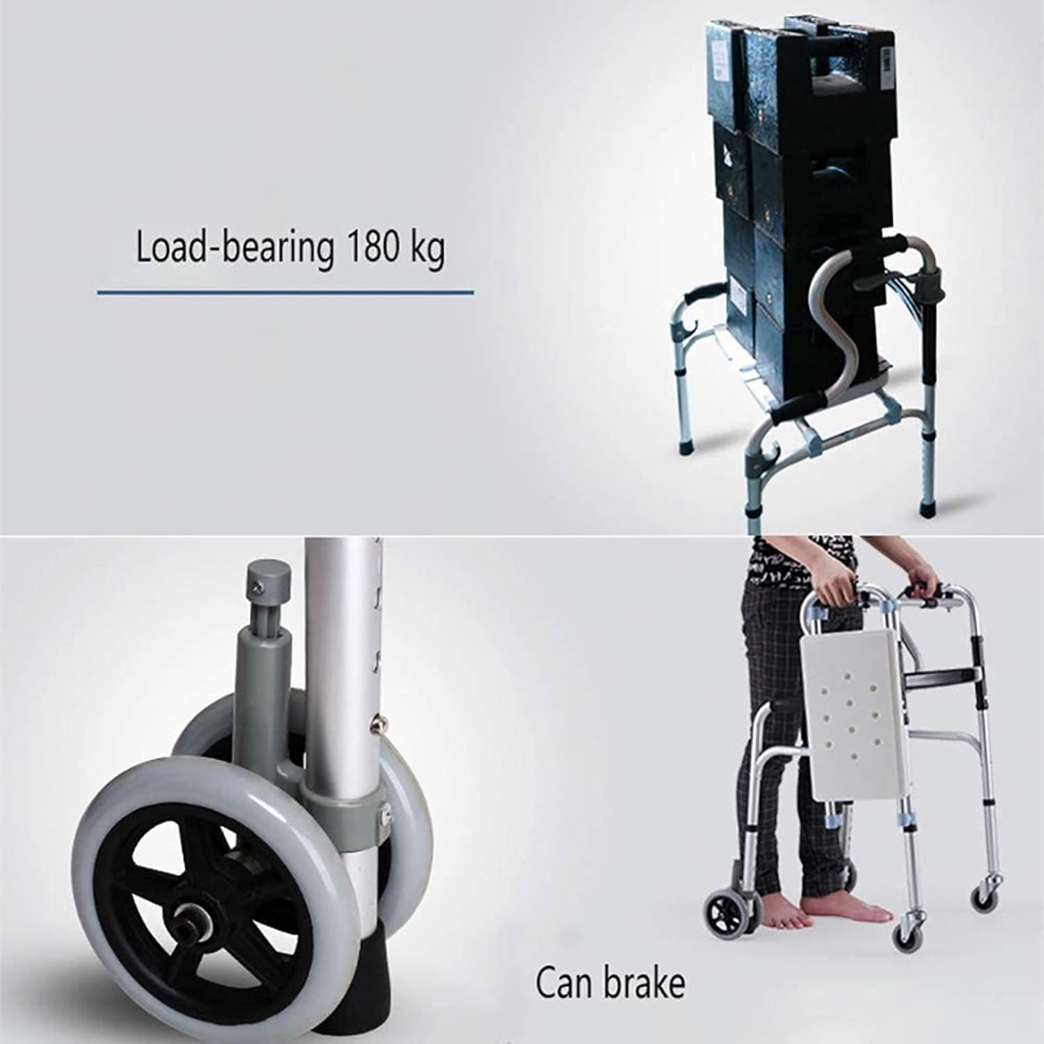 KOHARA Mobile Wheeled Commode Chair, Adjustable Height Mobile Commode Chair, WC Toilet Chair, Mobile Commode, Portable Bathroom Chair,Brakes