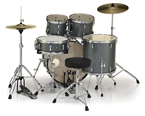 Pearl Roadshow Drum Set 4-Piece Complete Kit with Cymbals and Stands, Charcoal Metallic (RS584C/C706)