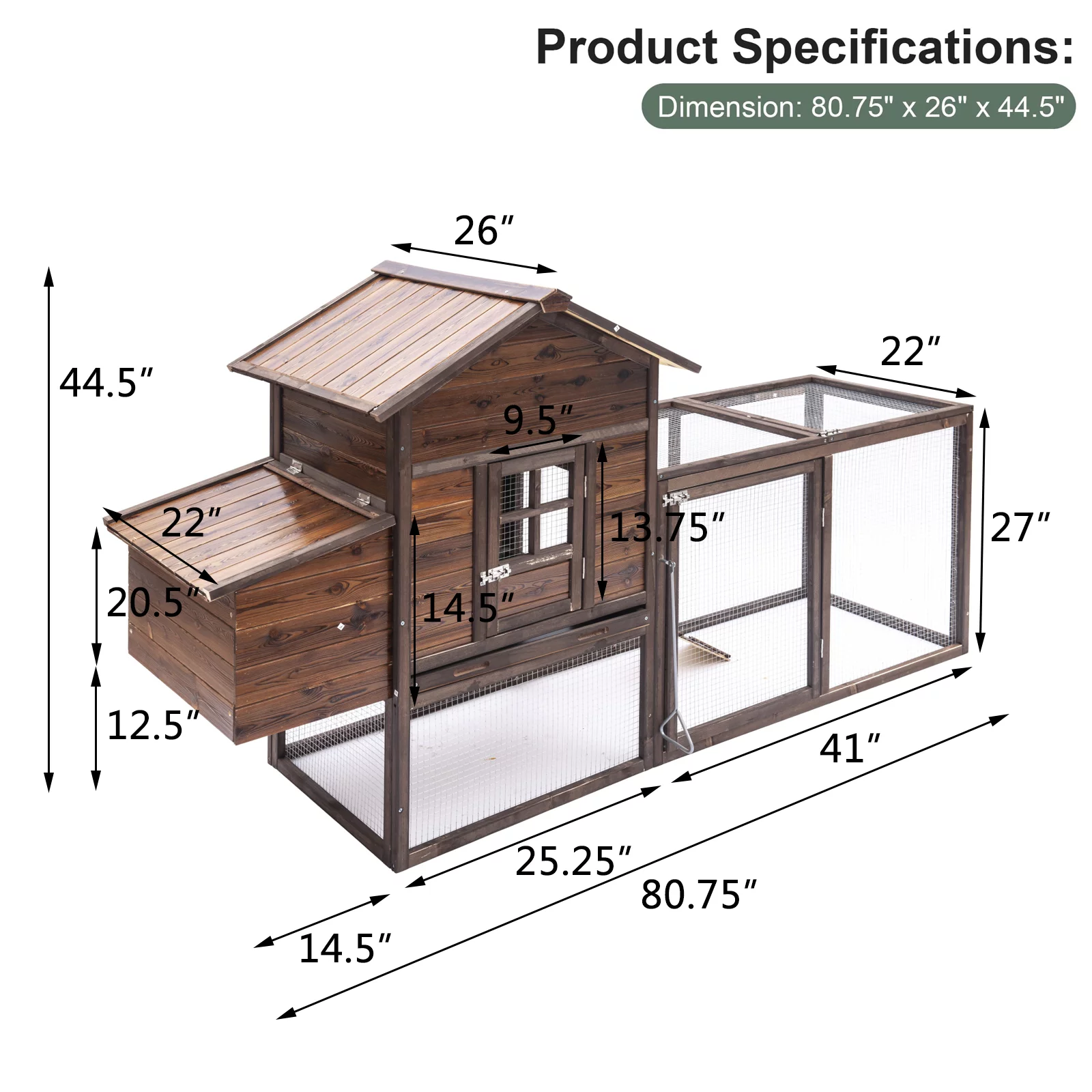 Gaildon Large Removable Chicken Coop for 4-5 Chickens ,with 2 Story Poultry Cage,Nesting Box,Pull Out Trays, Brown - Curated Treasures Market