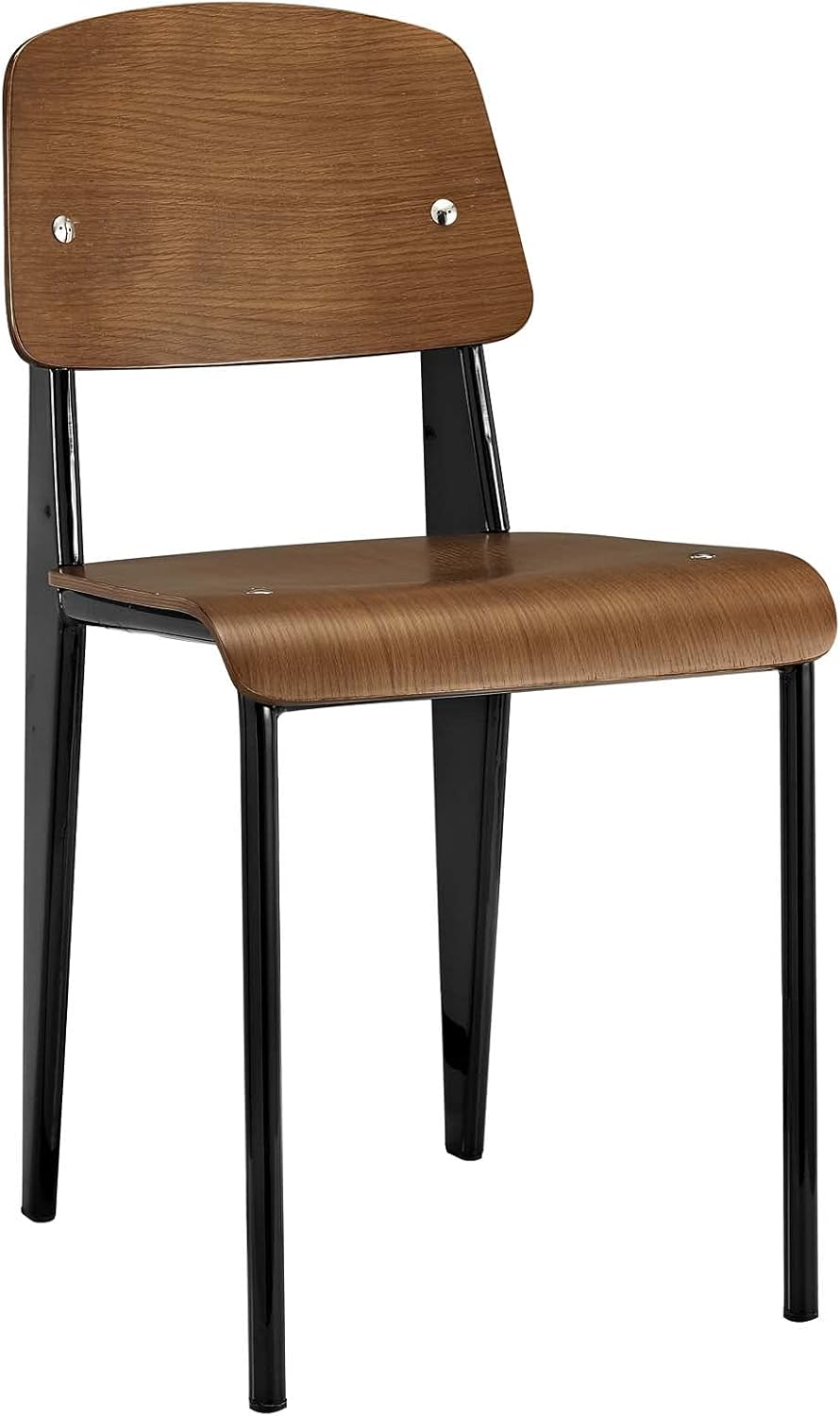 Modway Cabin Modern Wood and Metal Kitchen and Dining Room Chair in Walnut Black