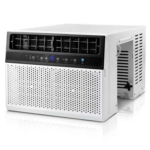 R.W.FLAME U-Shaped Air Conditioner Window Unit, 6 Modes 24H Timer Energy-saving Window AC Units, Full Window View, White