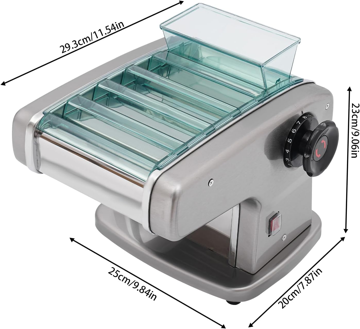 Electric Pasta Maker Machine, Automatic Noodle Machine with 9 Thickness Settings, Fresh Pasta Dough Sheet Roller Included 4 Stainless Steel Blades (2mm,2.5mm,4mm&9mm),135W