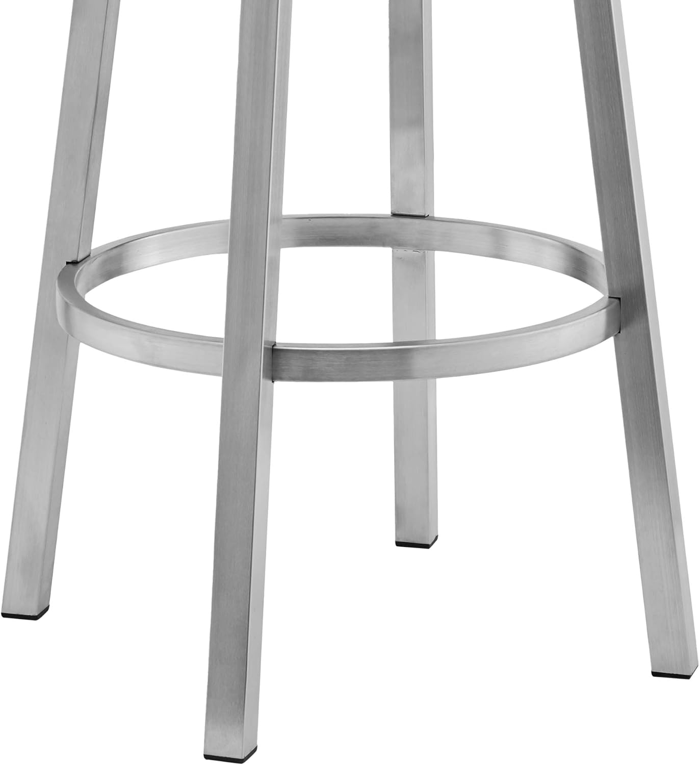 Armen Living Cohen 26" Black Faux Leather and Brushed Stainless Steel Swivel Bar Stool