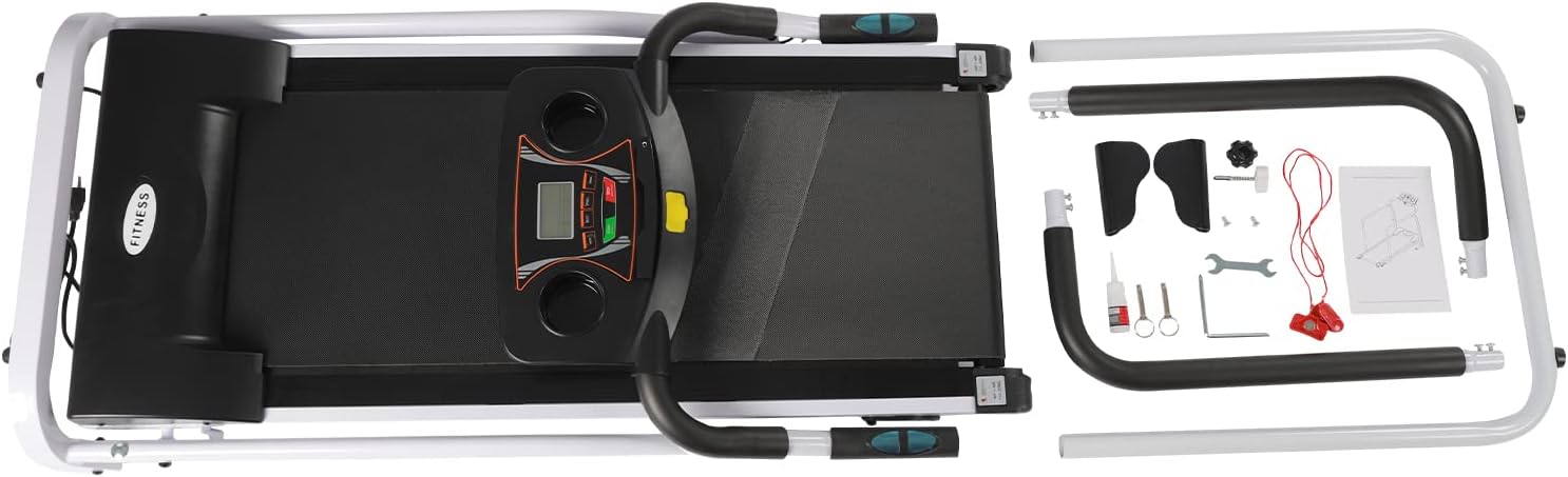 Treadmills for Seniors Recovery Fitness Exercise Machine LCD Blue Backlit Screen Walking Treadmill with Full Length Handrails &Heart Rate Sensor home treadmill walking for Home Gym Office