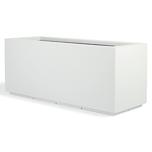 PolyStone Milan Tall Modern Outdoor/Indoor Rectangular Trough Planter, 46" L X 17" W X 19" H, Lightweight, Heavy Duty, Weather Resistant, Polymer Finish, Commercial and Residential (Black)