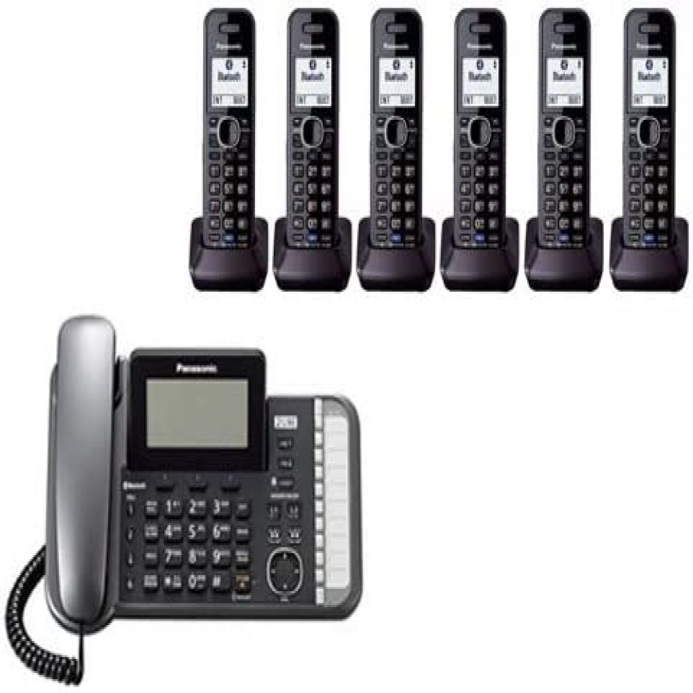 Panasonic KX-TG9582B + (4) KX-TGA950B 6 Handset Cordless Phone,2-Line,Black