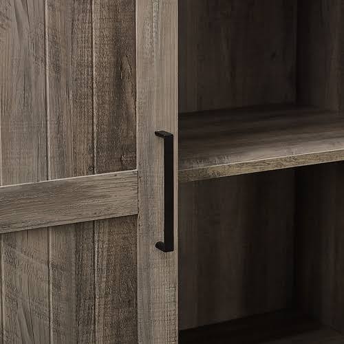 Walker Edison - 68” Modern Farmhouse Sliding Door Storage Cabinet - Grey Wash