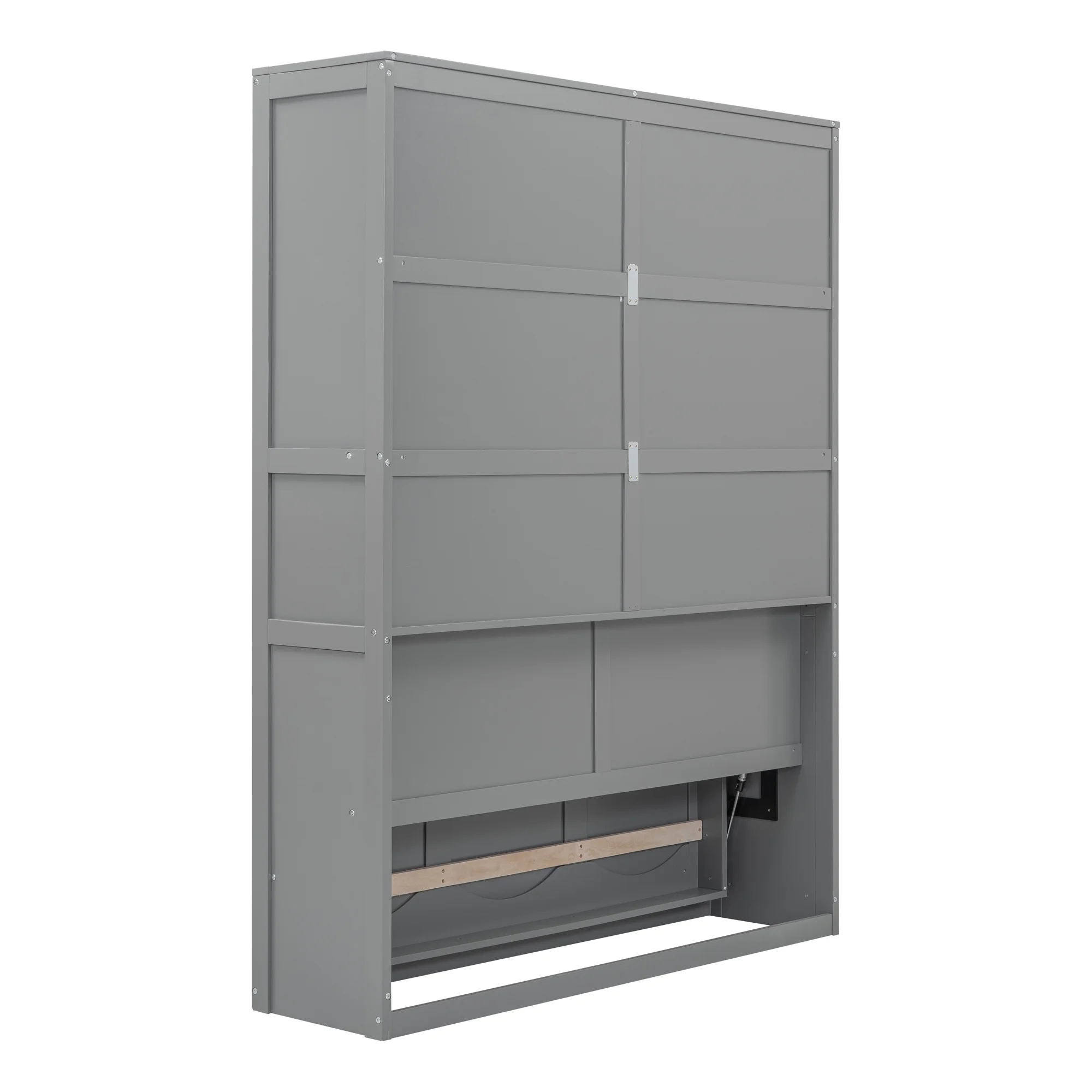 Churanty Queen Size Murphy Bed with Shelves, Foldable Wall Bedframe w/Flexible Slats Support, Space-Saving Design, Can Be Folded Into Cabinet, Gray