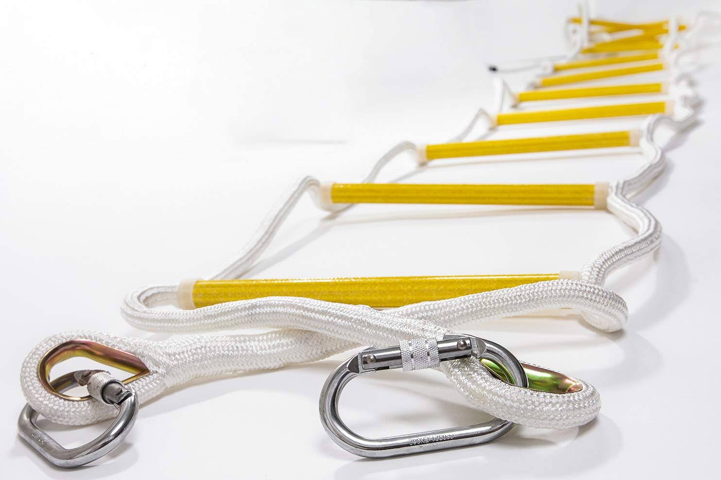 Isop Emergency Fire Escape Ladder 16 ft (2 Story) Flame Resistant Safety Rope Ladder with Hooks – Fast to Deploy u0026 Easy to U