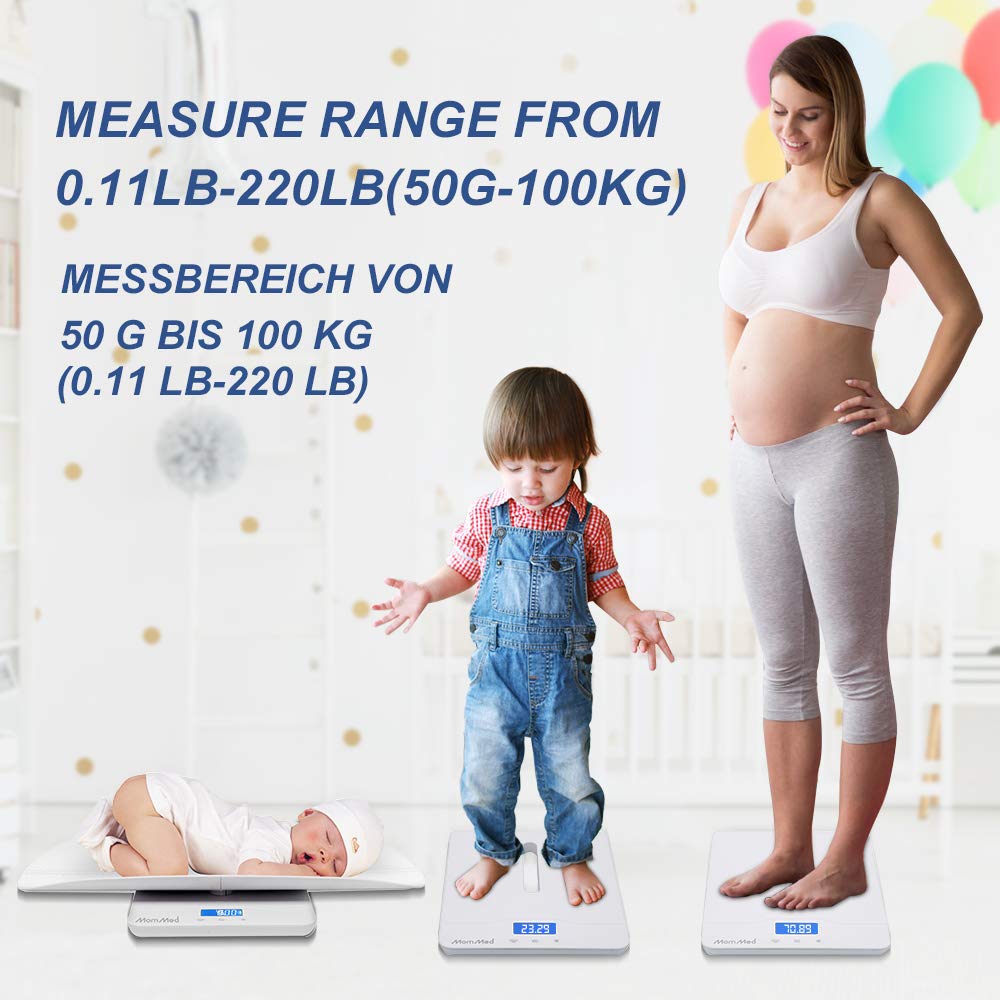 MomMed Baby Scale, Multi-Function Toddler Scale, Baby Scale Digital, Pet Scale, Infant Scale with Hold Function, Blue Backlight, Weight and Height Track (24 inch) Pack of 2