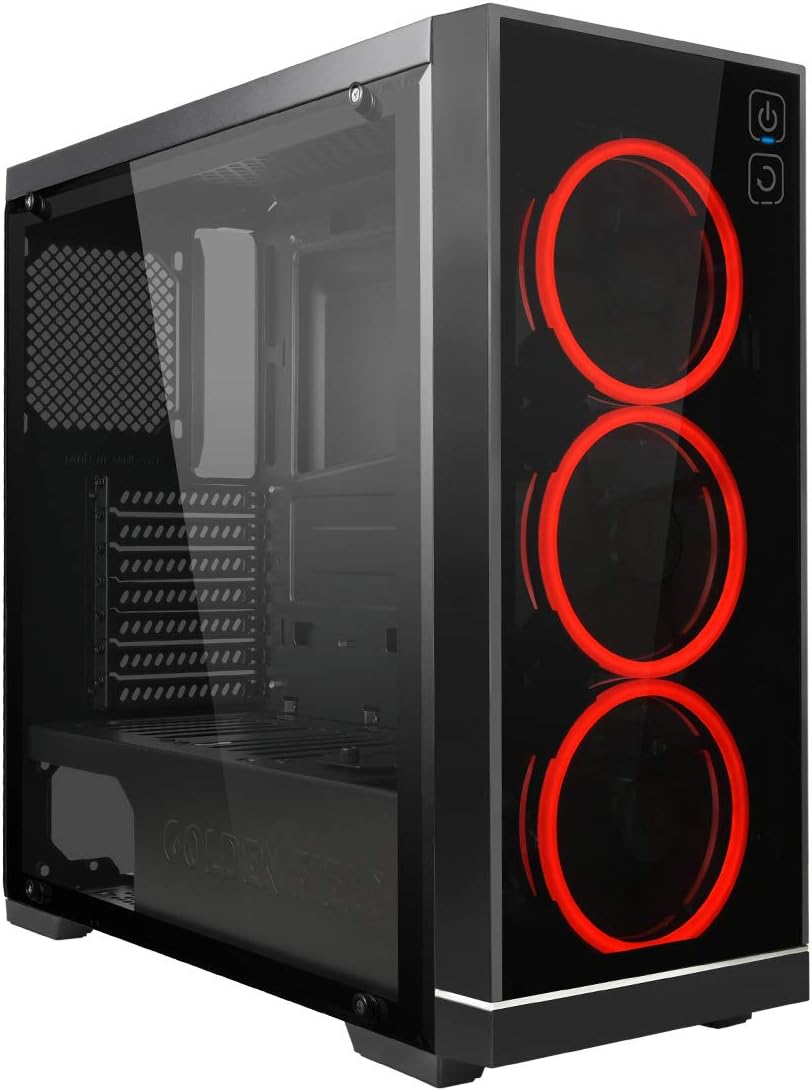 GOLDEN FIELD Z20 Computer Case with 3 RGB Fans Mid Tower Gaming PC Case EATX/ATX/MATX/ITX Tempered Glass Side Panel Swing Open Door Design
