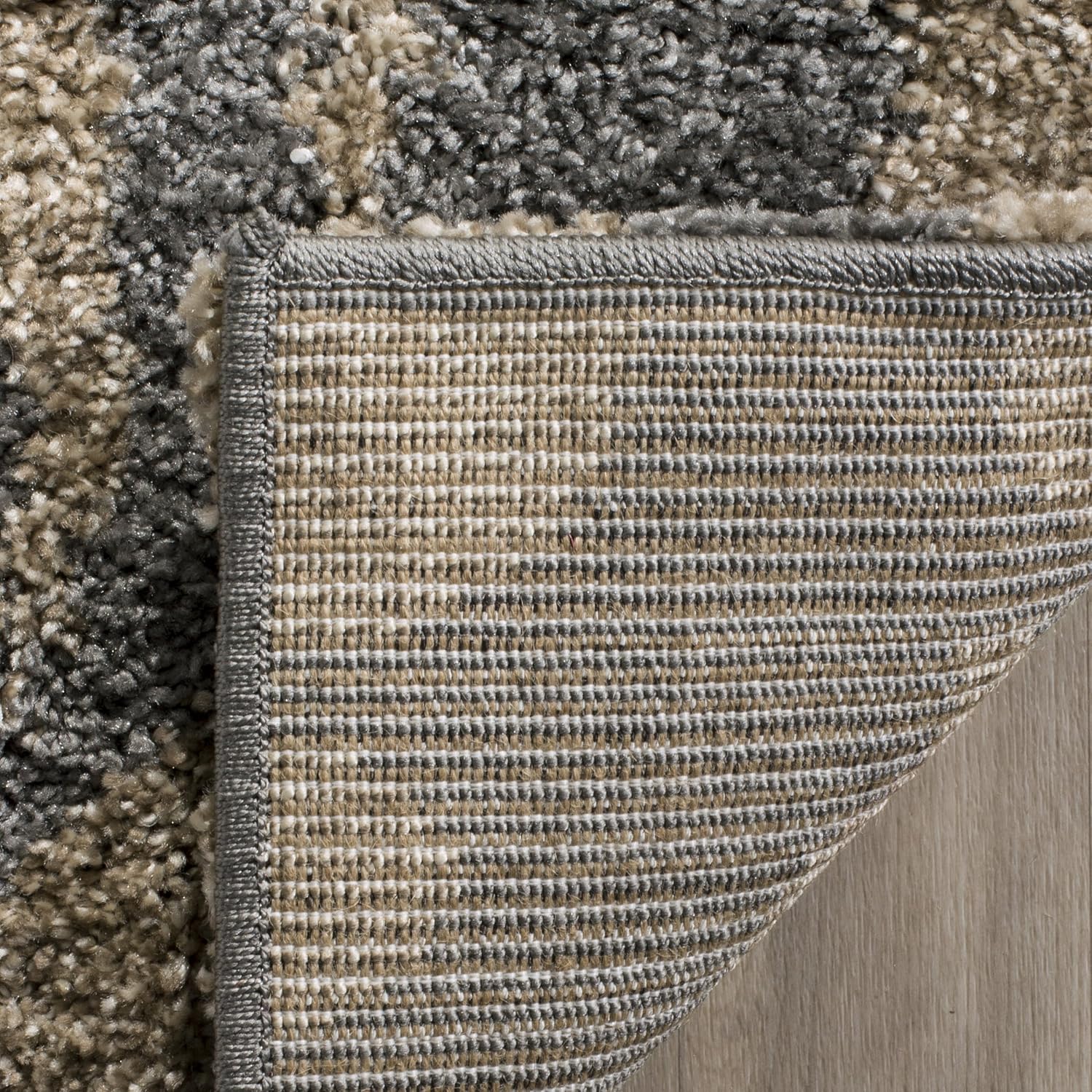 SAFAVIEH Florida Shag Collection Area Rug - 8'6" x 12', Grey & Beige, Floral Design, Non-Shedding & Easy Care, 1.2-inch Thick Ideal for High Traffic Areas in Living Room, Bedroom (SG458-8013)
